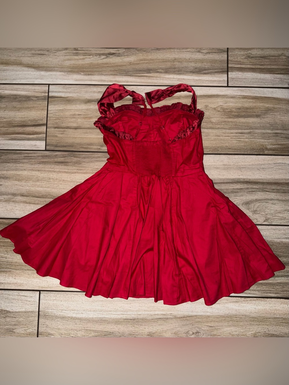 Free People Red Ruffle-Strap Mini Dress - Picture 6 of 8